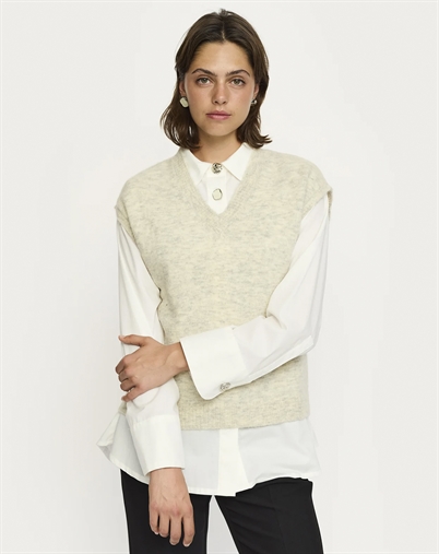 Soft Rebels - SRAllison V-neck Vest - Pumice Stone Melange